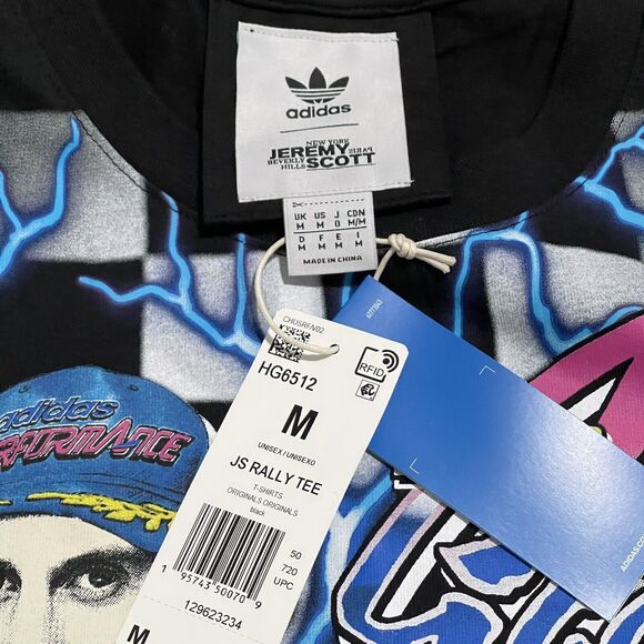 NEW adidas Racing Shirt Mens Medium Black Jeremy Scott NASCAR Rally Heavyweight - Picture 4 of 10